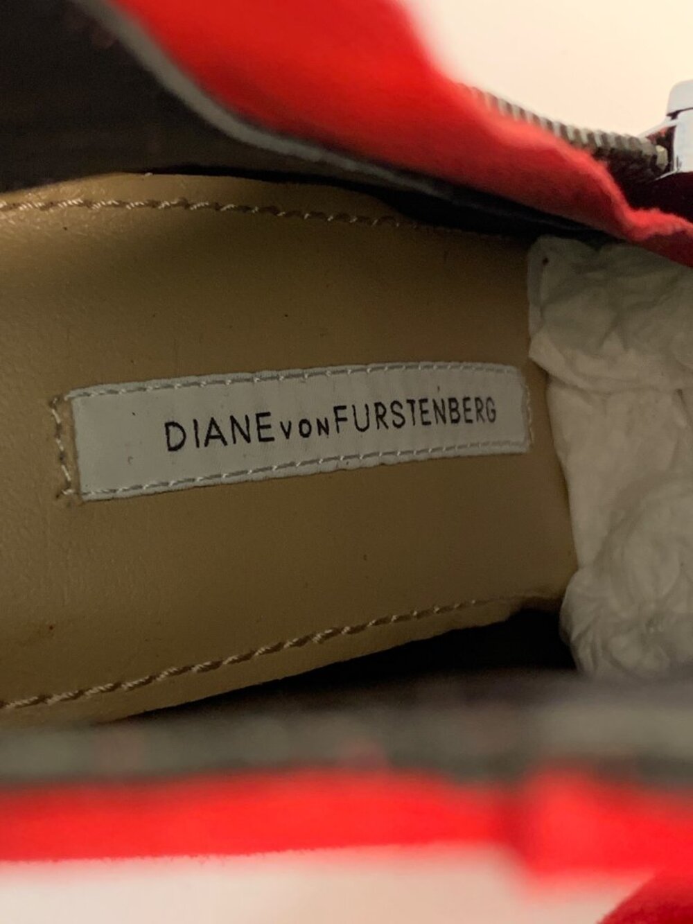 Diane Von Furstenberg Red Suede Cady High Heel Booties 7M Curve Zipper EUC $350 - Picture 10 of 11